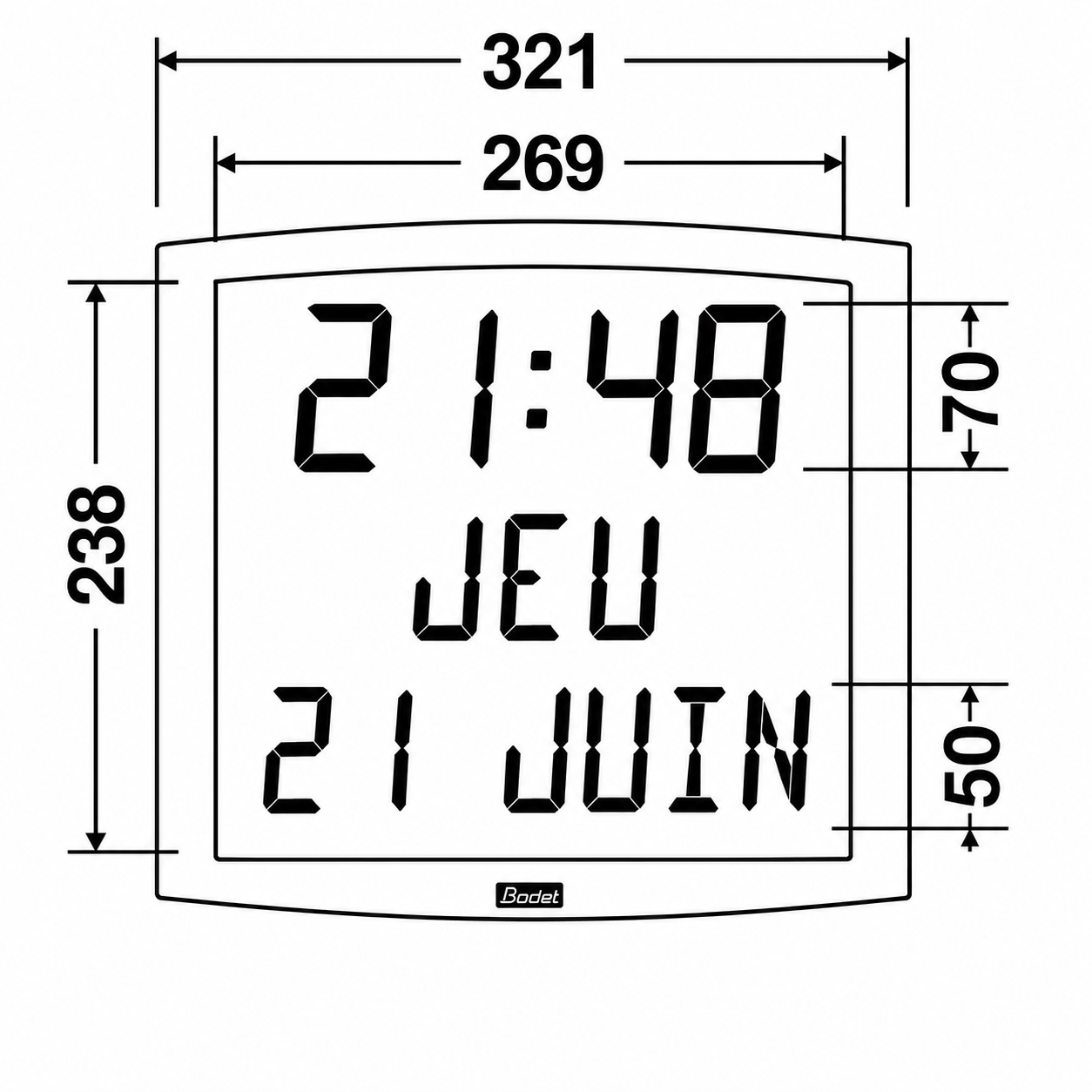 Cristalys Date - digitális beltéri LCD óra - 7 cm - Image 2