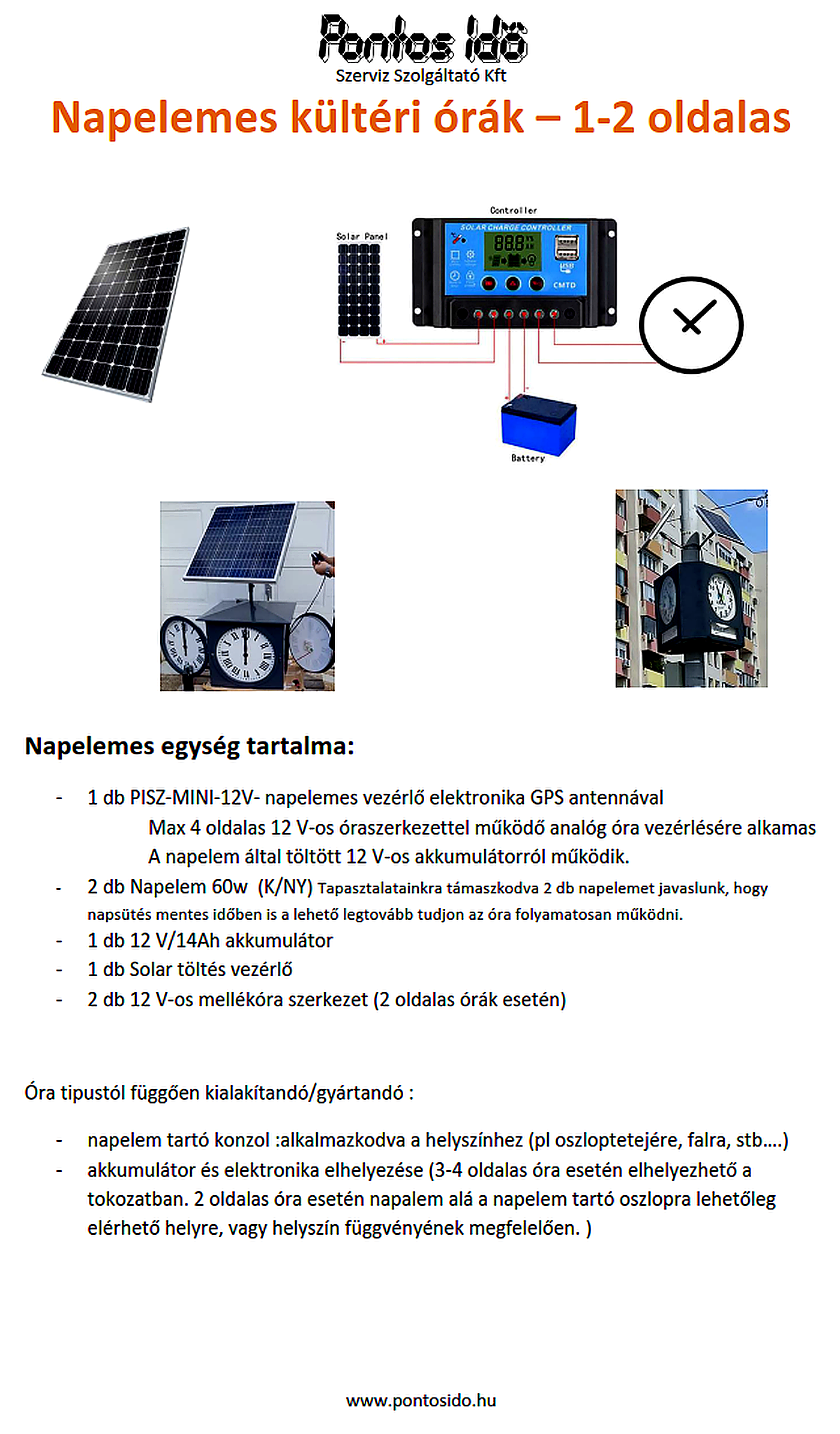 Analóg - Napelemes köztéri/utcai órák - Image 2